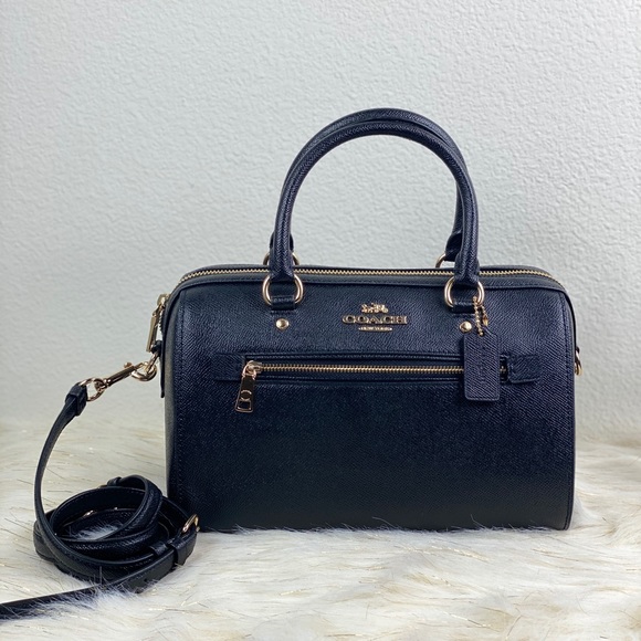 COACH ROWAN BLACK LEATHER SATCHEL - Picture 2 of 7